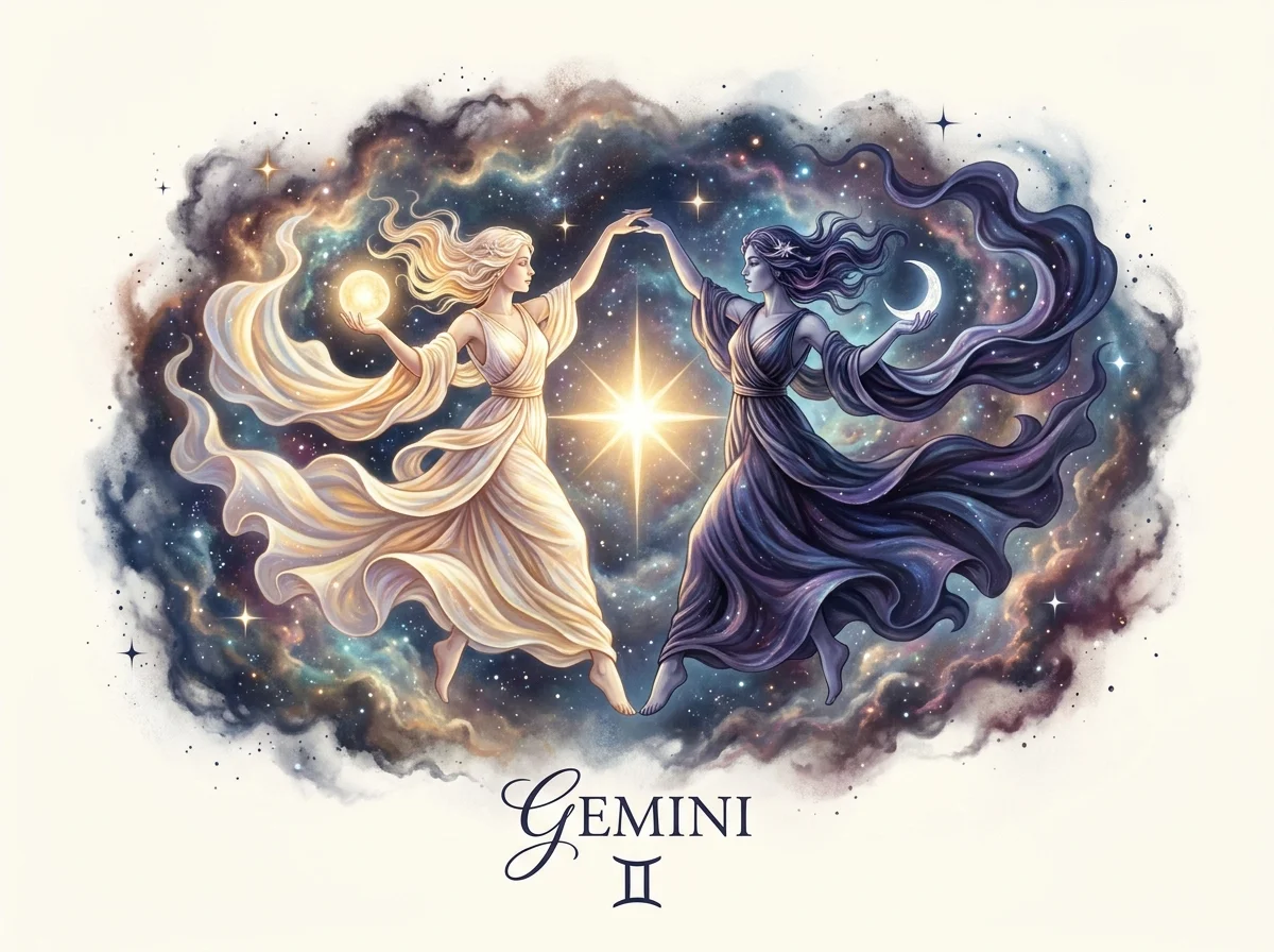 Gemini horoscope sign illustration